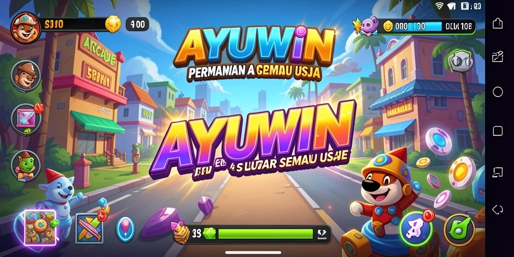 Tangkapan layar AYUWIN menampilkan gameplay arcade yang dinamis dan seru.
