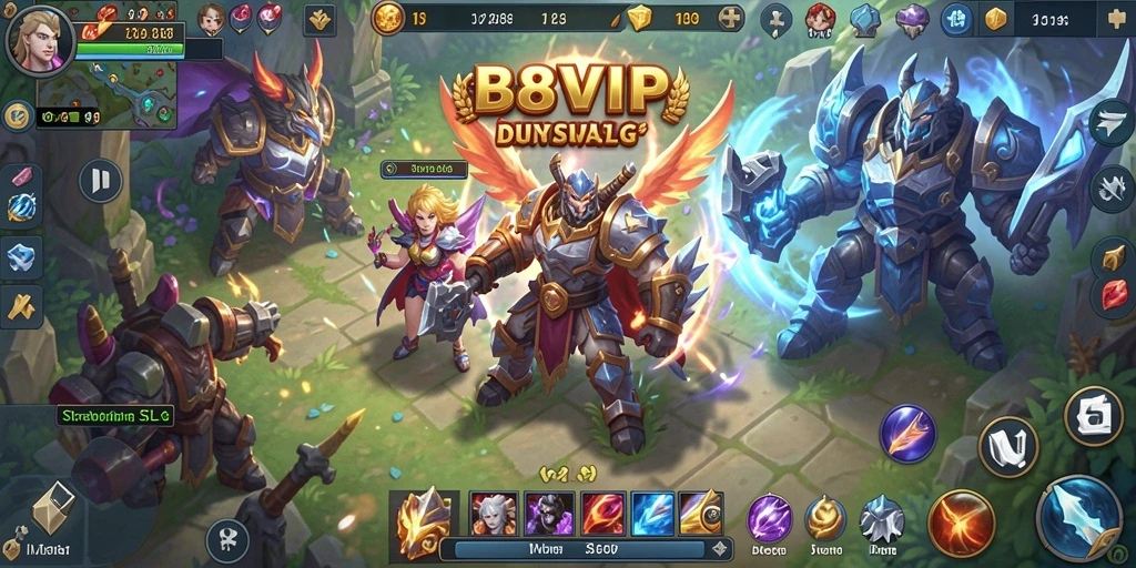 Tampilan gameplay B8VIP dengan pertempuran yang mendebarkan.