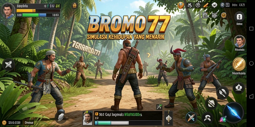 Tangkapan layar BROMO77 menunjukkan pemain menjelajahi dunia simulasi yang vibrant.