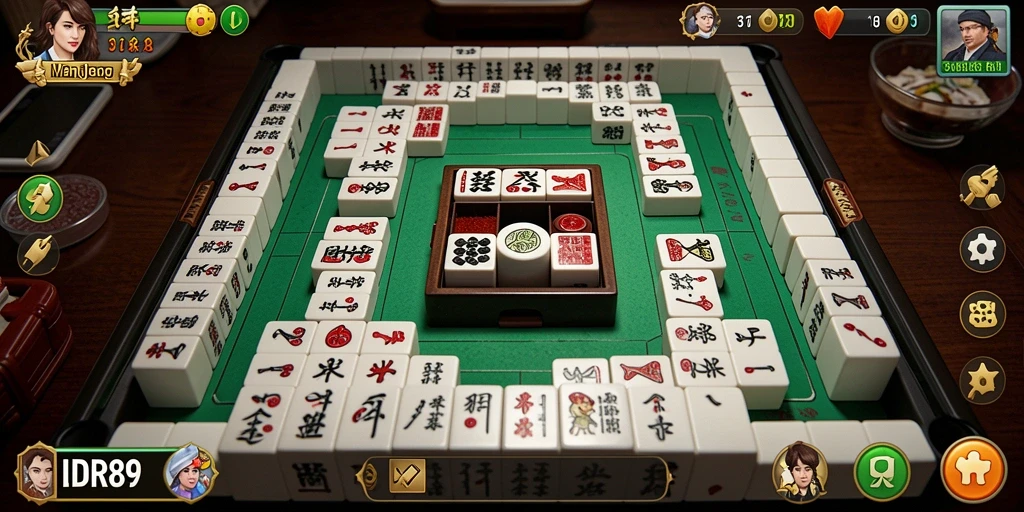 Tangkapan layar gameplay IDR89 menunjukkan aksi seru permainan Mahjong.
