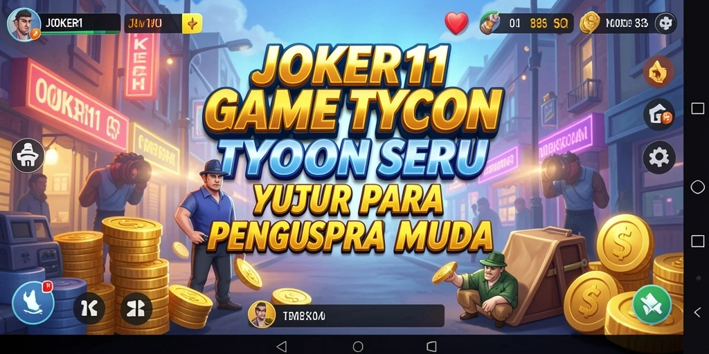 Screenshot gameplay JOKER11 menunjukkan aktivitas pengelolaan bisnis yang seru.