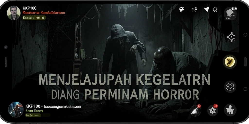 Screenshot KPK100 menampilkan suasana horor yang mendebarkan.