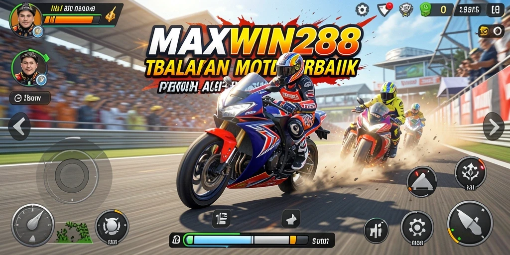 Tampilan gameplay balapan motor yang mendebarkan di MAXWIN288.