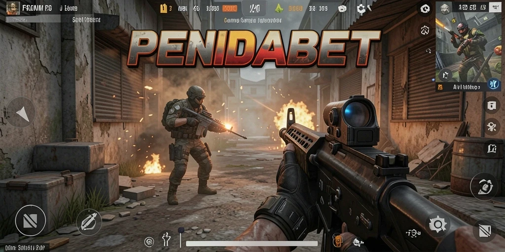 Screenshot gameplay PENIDABET dengan aksi menembak yang mendebarkan.