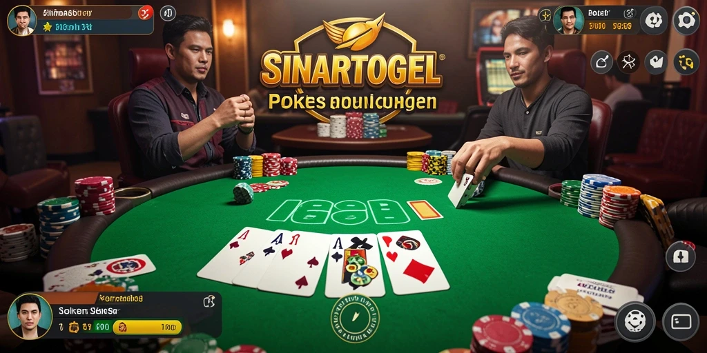 Screenshot gameplay SINARTOGEL menampilkan suasana poker yang seru dan menegangkan.