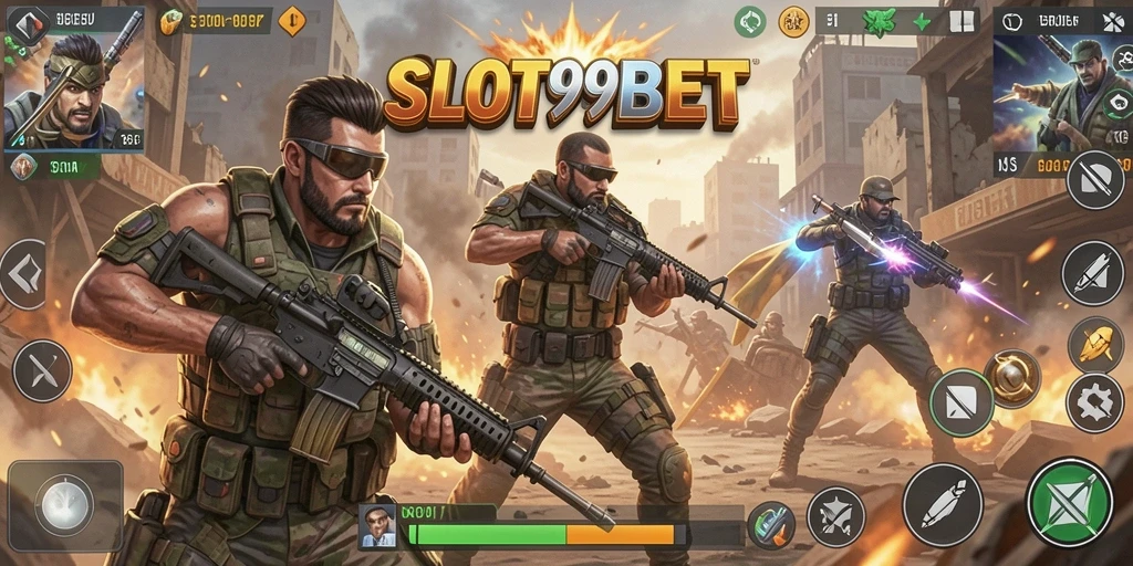 Gameplay seru SLOT99BET dalam pertempuran Battle Royale.
