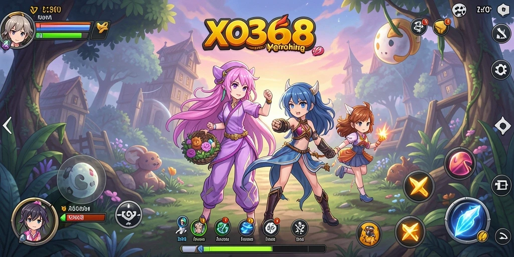 Tangkapan layar gameplay XO368 menampilkan pertarungan karakter anime yang menegangkan.